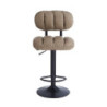 Sgabello Tati ecopelle tortora e gamba metallo nero design moderno