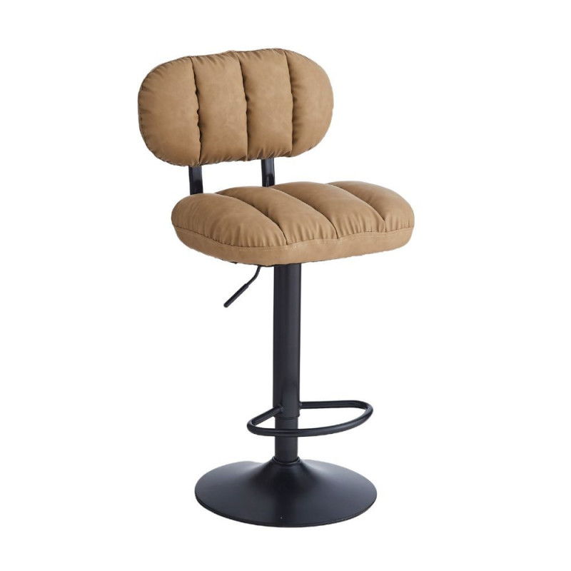 Sgabello Tati ecopelle cammello e gamba metallo nero design moderno