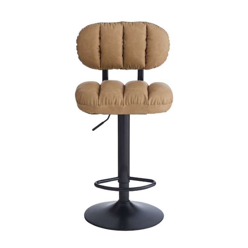 Sgabello Tati ecopelle cammello e gamba metallo nero design moderno