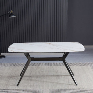 Tavolo fisso Callista ceramica marmo bianco lucido design moderno