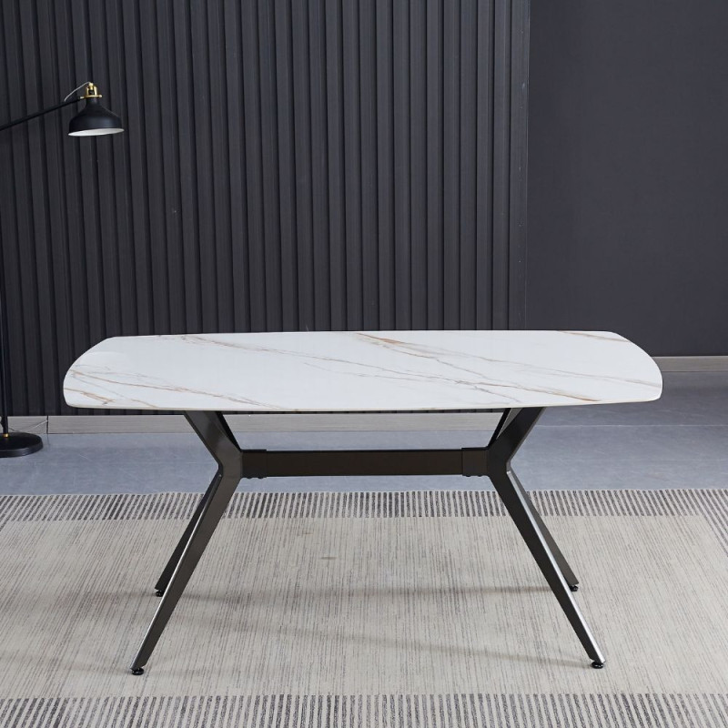 Tavolo fisso Callista ceramica marmo bianco lucido design moderno