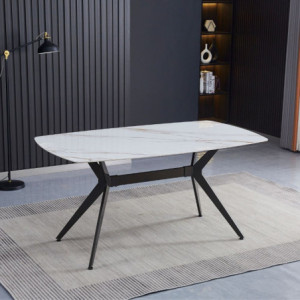 Zoom Tavolo fisso Callista con piano in ceramica effetto marmo bianco lucido