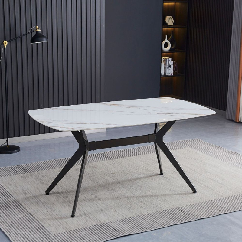 Tavolo fisso Callista ceramica marmo bianco lucido design moderno