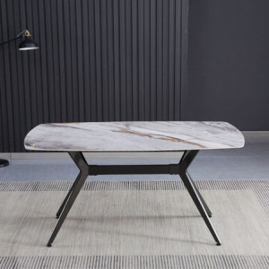 Tavolo fisso Callista piano ceramica effetto marmo grigio lucido