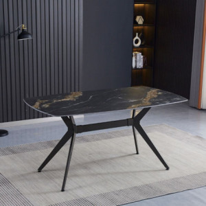 Zoom Tavolo fisso Callista con piano in ceramica effetto marmo nero opaco