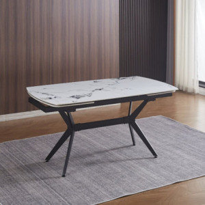 Tavolo allungabile Riley ceramica effetto marmo bianco lucido