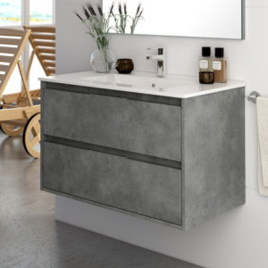 Mobile bagno sospeso Bolton 2 cassetti 60x45x48 cm cemento
