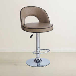 Sgabello Lisa ecopelle tortora e gamba metallo inox moderno