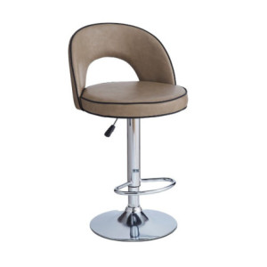 Zoom Sgabello Lisa con seduta in ecopelle tortora e gamba in metallo inox