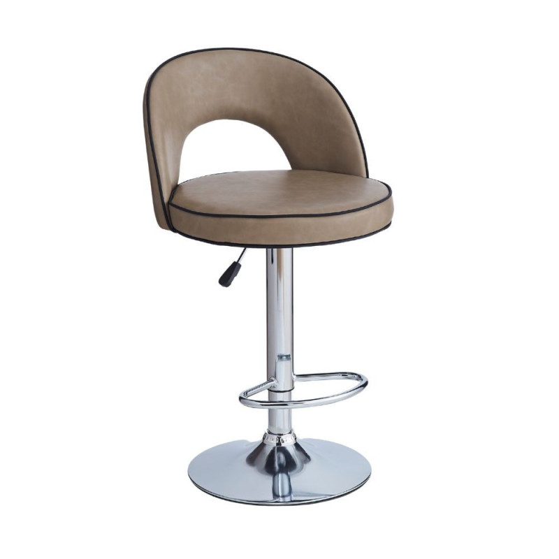 Sgabello Lisa ecopelle tortora e gamba metallo inox moderno