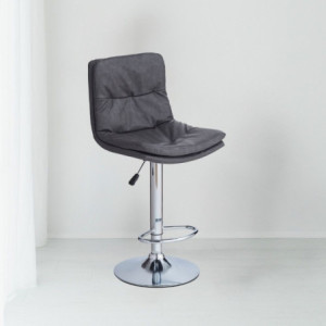 Sgabello Paco ecopelle grigio e gamba metallo inox moderno