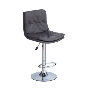 Zoom Sgabello Paco con seduta in ecopelle grigio e gamba in metallo inox