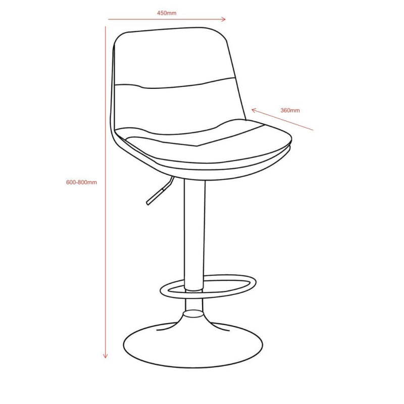 Sgabello Paco ecopelle grigio e gamba metallo inox moderno