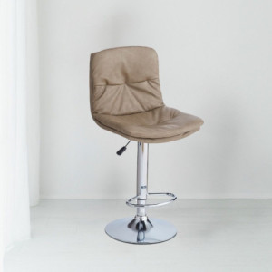 Sgabello Paco ecopelle tortora e gamba metallo inox moderno