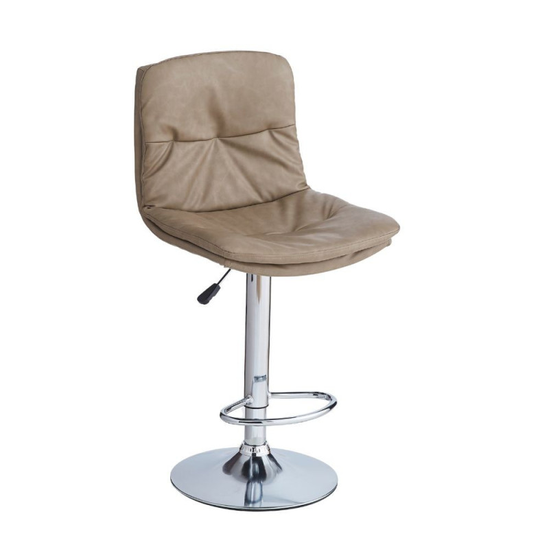 Sgabello Paco ecopelle tortora e gamba metallo inox moderno