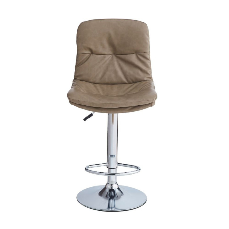 Sgabello Paco ecopelle tortora e gamba metallo inox moderno