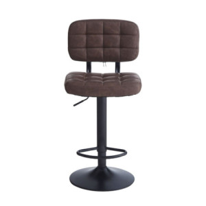 Zoom Sgabello Mavi con seduta e schienale in ecopelle brown e gamba in metallo nero