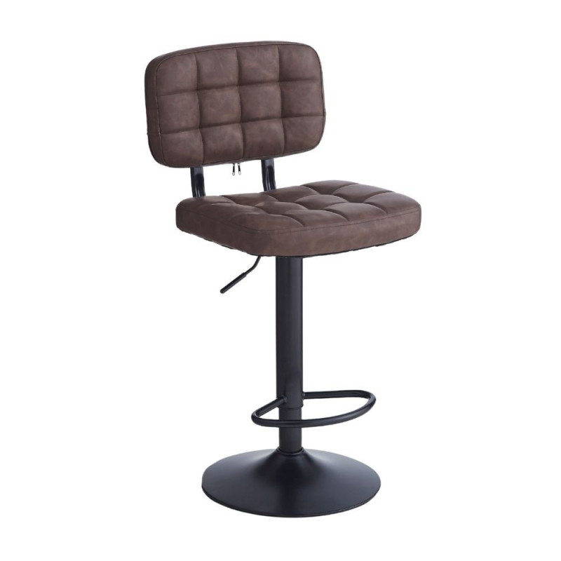 Sgabello Mavi ecopelle brown e gamba metallo nero moderno