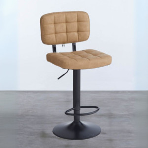 Sgabello Mavi ecopelle cammello e gamba metallo nero moderno