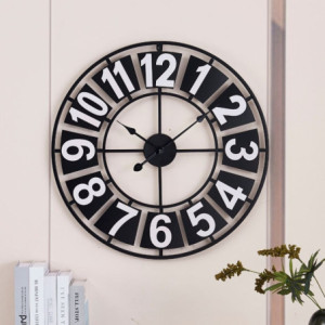 Orologio tondo da parete nero diametro 60 cm moderno