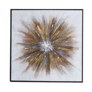 Quadro astratto oro su tela con cornice nera moderno elegante