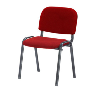 Zoom Set di 2 Sedie da ufficio con struttura in metallo nero e tessuto rosso