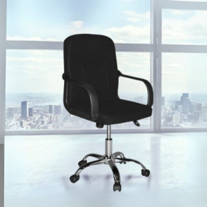 Poltrona da ufficio PC116P tessuto nero base cromata ergonomica