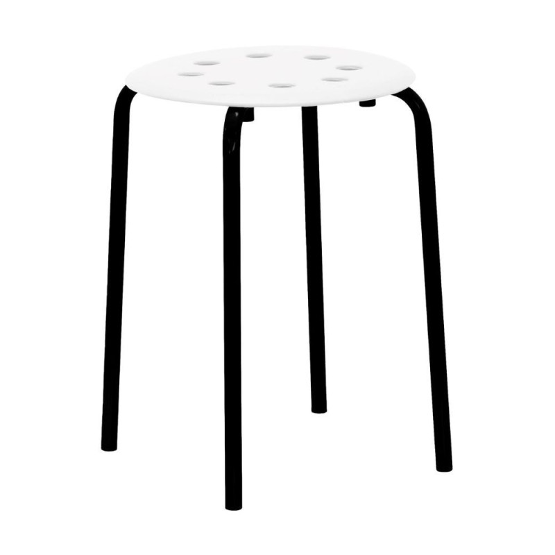 Set 10 sgabelli metallo H2008 bianco gambe nere moderni e robusti