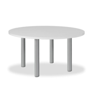 Zoom Tavolo tondo Manila con gambe in acciaio verniciato alluminio e piano colore bianco 120x120 cm.