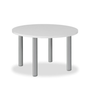 Zoom Tavolo tondo Manila con gambe in acciaio verniciato alluminio e piano colore bianco 90x90 cm.