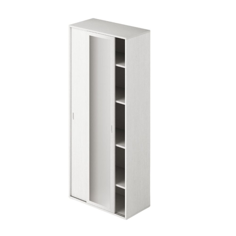 Mobile ingresso Modulo 90 ante scorrevoli bianco specchio moderno