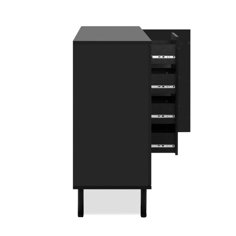 Madia Monza 51C 3 ante 4 cassetti nero listelli rovere moderna