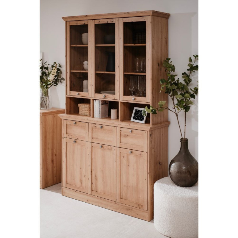 Credenza con vetrina Timber 54A rovere anticato elegante living