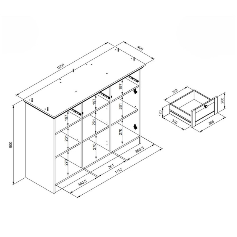 Credenza con vetrina Timber 54A rovere anticato elegante living