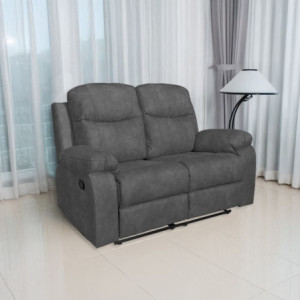 Divano Chicago 2 posti reclinabile tessuto grigio scuro moderno
