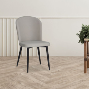 Set 4 sedie Barka tessuto grigio chiaro piedi neri moderne