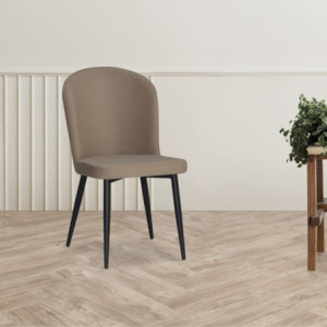 Set 4 sedie Barka tessuto tortora piedi neri moderne e comode