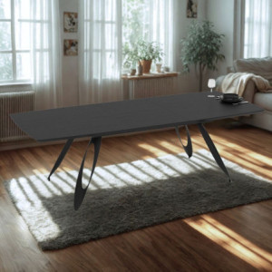 Tavolo allungabile Merkur top e gambe nero moderno e versatile