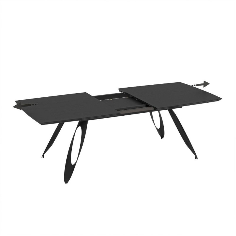 Tavolo allungabile Merkur top e gambe nero moderno e versatile