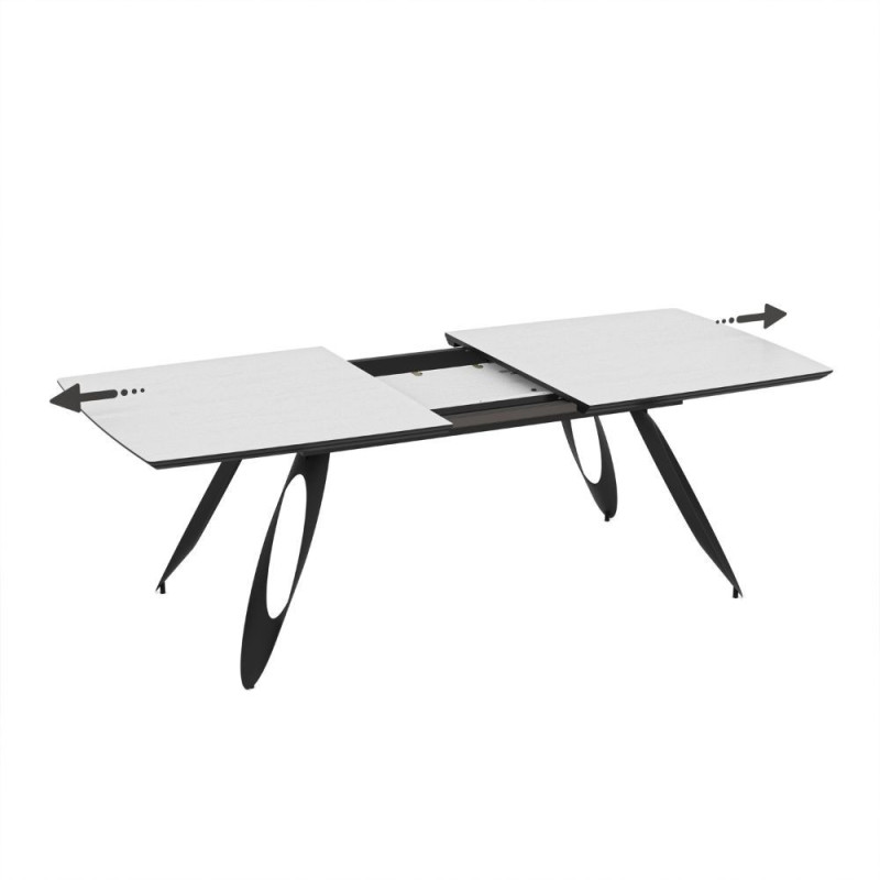 Tavolo allungabile Merkur top bianco frassinato gambe nere moderno