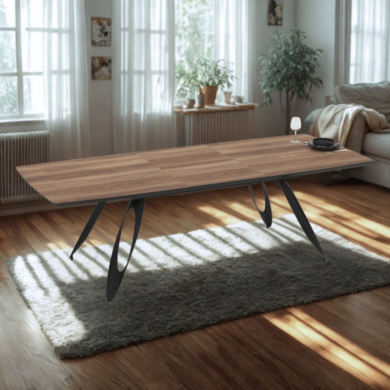 Tavolo allungabile Merkur top rovere hazar gambe nere moderno