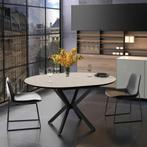 Tavolo allungabile Dobok cashmere gambe nere 126-160x126 cm