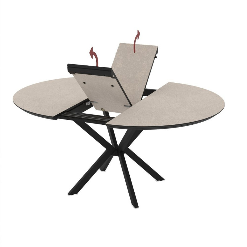 Tavolo allungabile Dobok cashmere gambe nere 126-160x126 cm