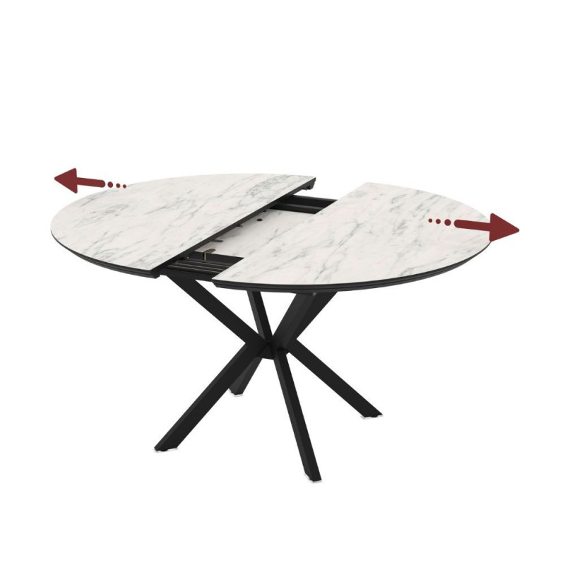 Tavolo allungabile Dobok effetto marmo opaco gambe nere moderno