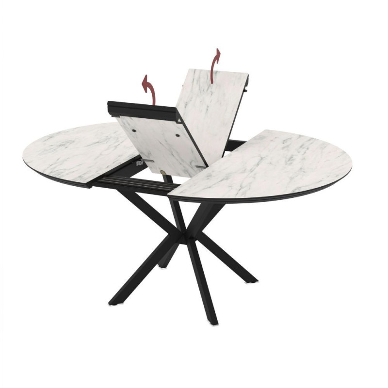 Tavolo allungabile Dobok effetto marmo opaco gambe nere moderno