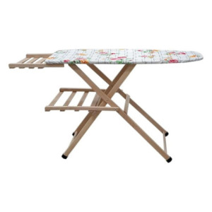 Asse da stiro in legno Cheto con portacaldaia robusta e pratica