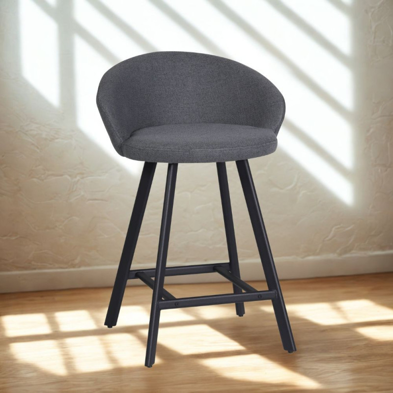 Sgabello Saki tessuto grigio gambe nere moderno e confortevole