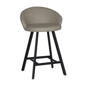 Zoom Sgabello Saki in nabuk Uras 02 tortora con gambe nere