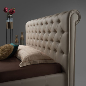 Zoom Letto matrimoniale imbottito Peninsula con contenitore in ecopelle tortora