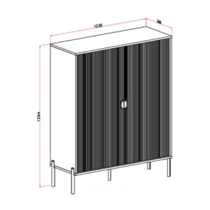 Zoom Madia cubotto Lotus 2 ante cashmere effetto cannettato con maniglie e piedi neri